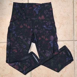 Lululemon Crop Dark Floral Leggings